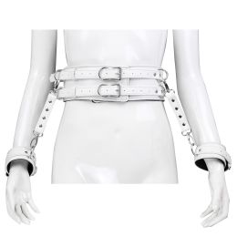 Men's And Women's Fashion Leather Handcuffs Girdle Tool (Color: White)