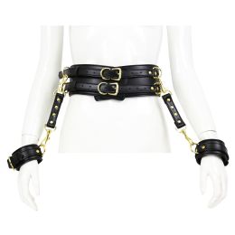 Men's And Women's Fashion Leather Handcuffs Girdle Tool (Color: Black)