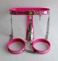 Stainless Steel T-shaped Iron Underwear (Option: Pink-Straight belt leg loop)