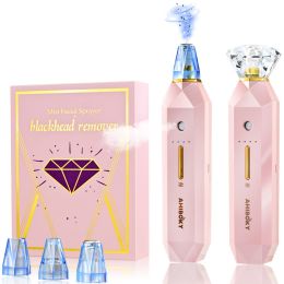 2-IN-1 Blackhead Remover Vacuum Pore Cleaner Acne Remover Mist Facial Sprayer Skin Mouisture Nose Face Deep Cleansing Skin Care (Color: Pink)