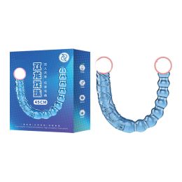 Female Double-headed Vibrating Massage Butt Plug (Color: Blue)