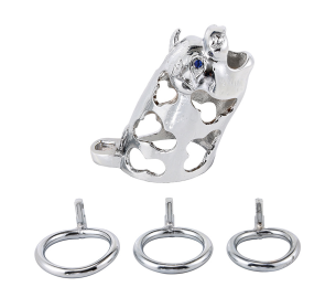 Metal Stainless Steel Male Chastity Device (Option: Silver-3Size Ring)