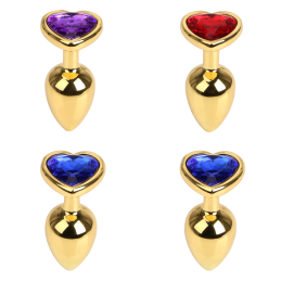 Men's And Women's Fashion Love Gold Butt Plug (Option: Set-S)