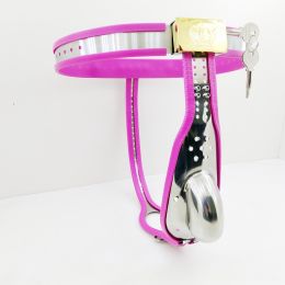 Stainless Steel T-shaped Iron Underwear (Option: Pink-Straight waistband)