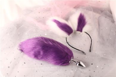 Remove Purple Tail Plush Hairpin Ears (Option: Anal plug 3.4white purple)