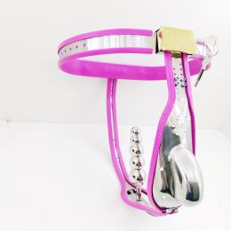 Stainless Steel T-shaped Iron Underwear (Option: Pink-Straight waistband anal bolt)