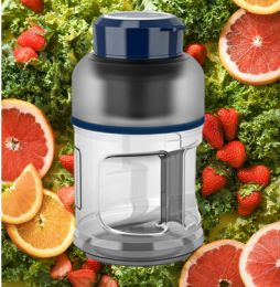 Explosive 1.5L Large-capacity Juicer Cup USB Rechargeable Juicer Portable Water Cup Shaker Cup Juice Cup For Fitness (Color: Dark Blue)