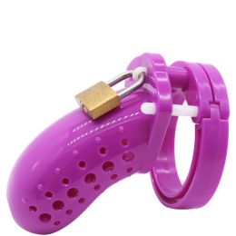 Plastic Breathable Chastity Lock For Men (Color: Purple)