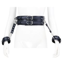 Men's And Women's Fashion Leather Handcuffs Girdle Tool (Color: Blue)