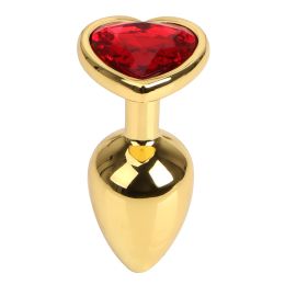 Men's And Women's Fashion Love Gold Butt Plug (Option: Gold Red-S)