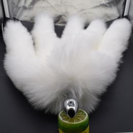 Fashion Multiple Foxtail Metal Butt Plug (Color: White)