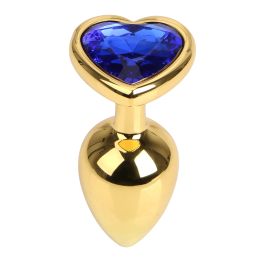 Men's And Women's Fashion Love Gold Butt Plug (Option: Gold Blue-S)